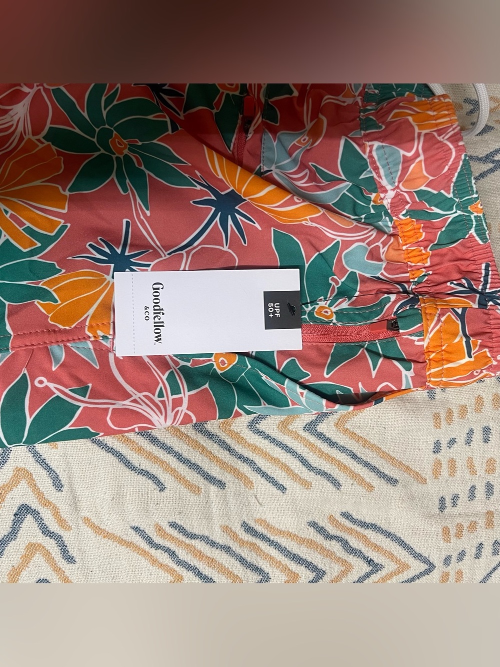 Goodfellow & Co Floral Drawstring Bermuda Shorts — Coral Green Orange - Picture 13 of 13